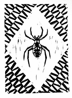 Garden Spider linocut print