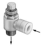 Valve, Air Flow Control, 1/4&quot; Tube x 1/4&quot; NPT