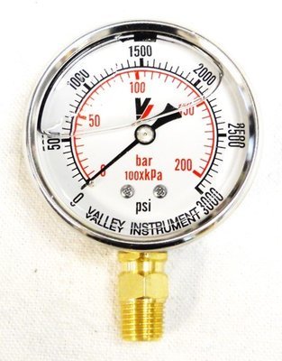 Gauge, Hydraulic, 0-3000 psi/0-200 bar