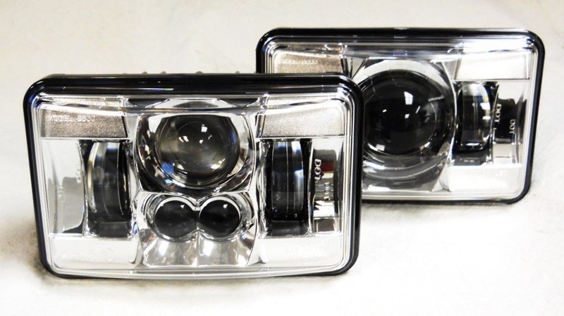 Headlight Kit, 4x6 LED High/Low Beam, Chrome