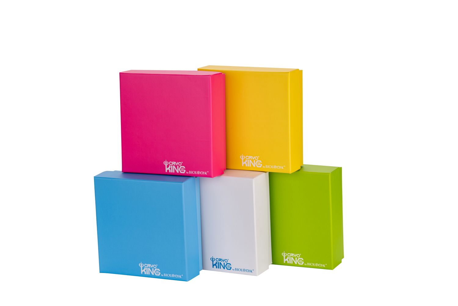 CryoKING® Premium Cardboard Cryogenic Boxes-2in, Assorted Color, 5 Pieces/pack, 20 Packs/Case, Well: 81-Well