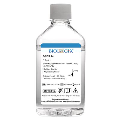 Biologix® DPBS Buffer (without Ca2+&amp;Mg2+) (1×), pH7.4, Sterile, Low Endotoxin, 1000mL/ Bottle, 6 Bottles/Case