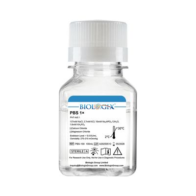 Biologix® PBS Buffer ( 1X ), pH7.4, Low Endotoxin, 100mL/Bottle, 20 Bottles/Case
