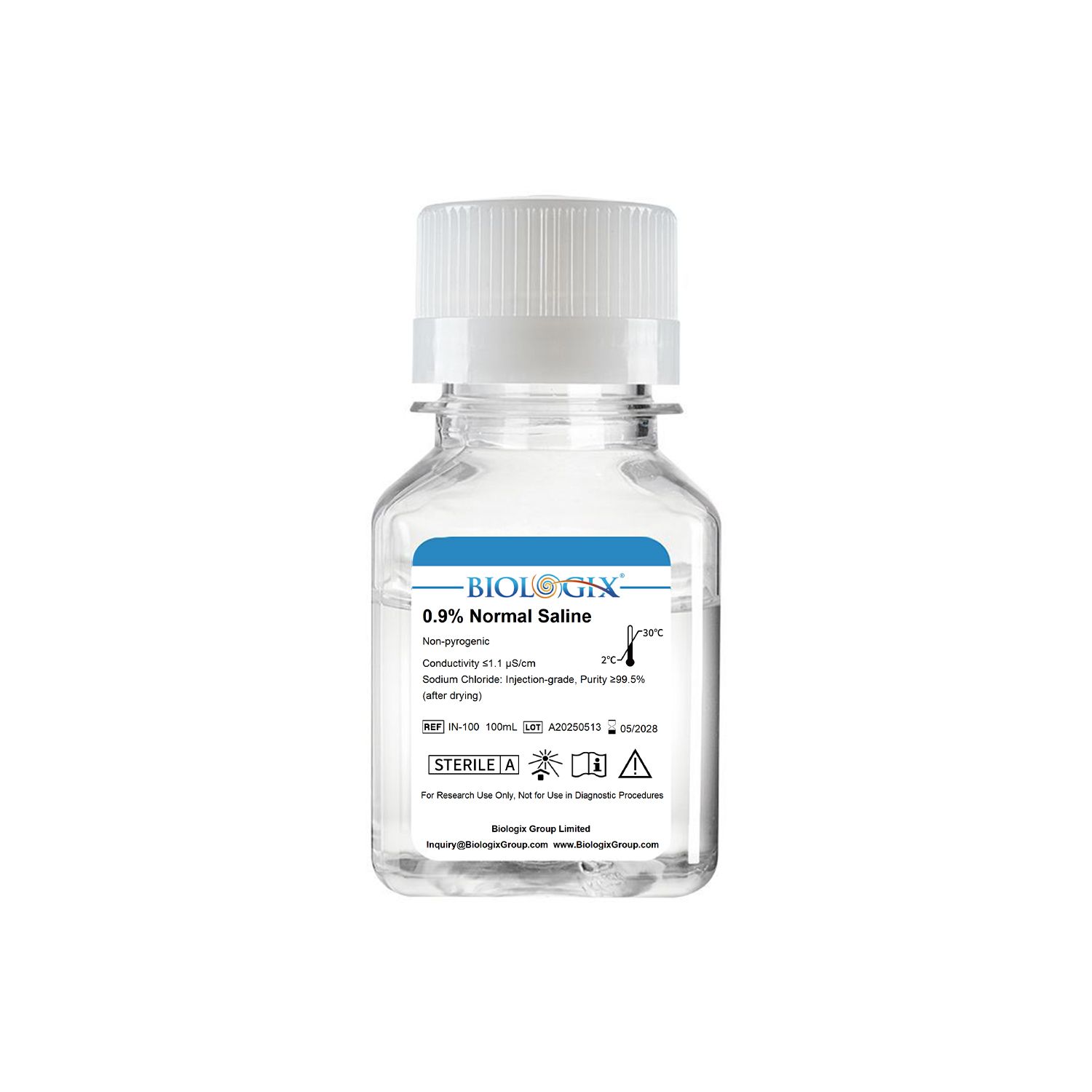 Biologix® 0.9% Sodium Chloride Injection, 100mL/ Bottle, 20 Bottles/Case