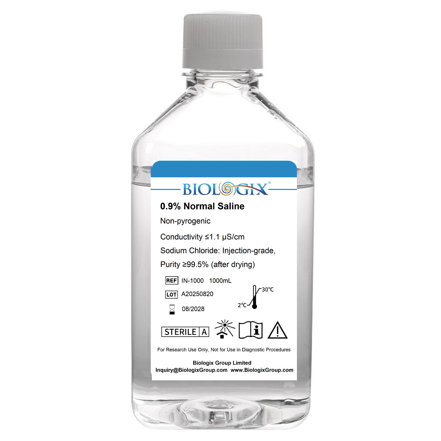 Biologix® 0.9% Nomal Saline Solution, 1000mL/Bottle, 6 Bottles/Case