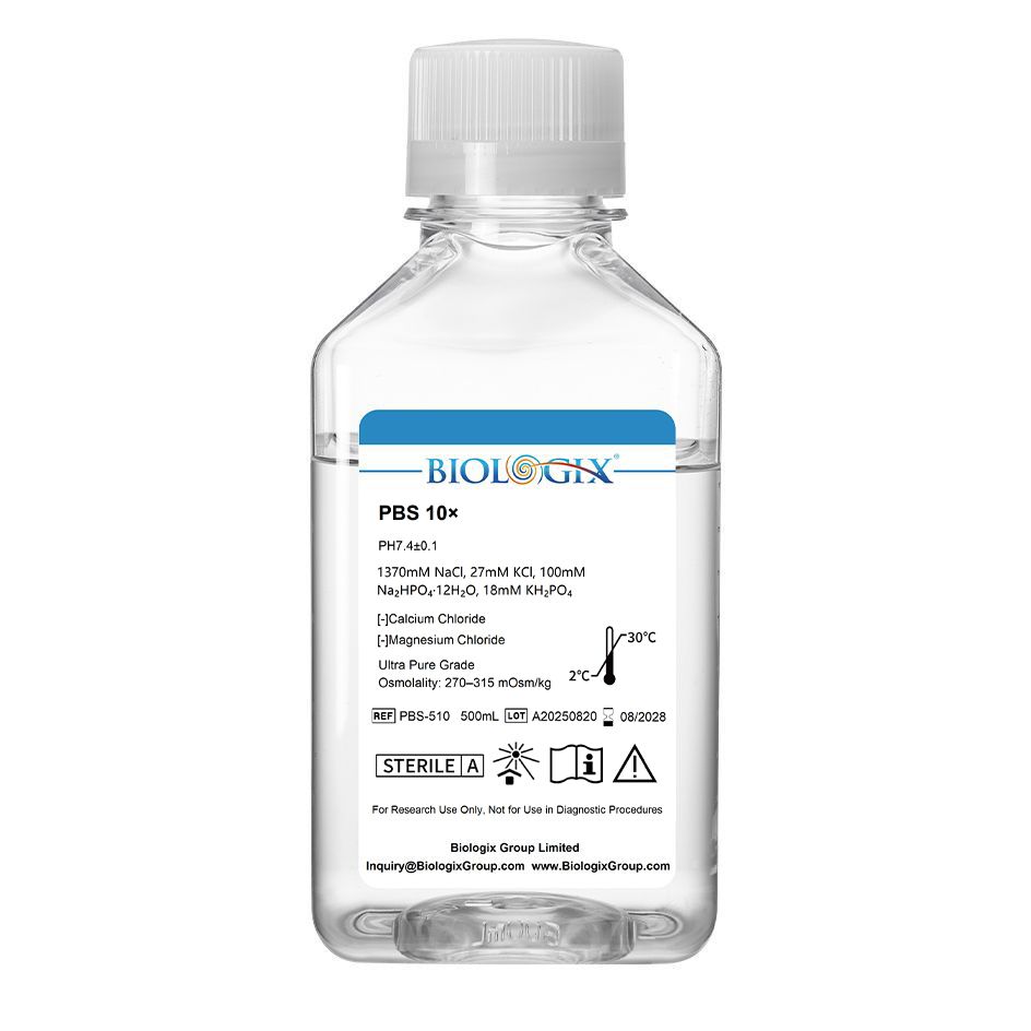 Biologix® PBS Buffer ( 10X ), pH7.4, Sterile, 500mL/ Bottle, 10 Bottles/Case
