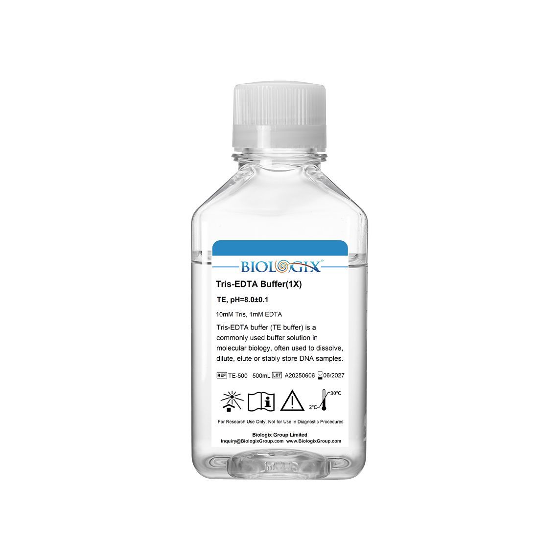 Biologix® TE ( Tris-EDTA ) Buffer( 1X ),  pH8.0, 500mL/ Bottle, 10 Bottles/Case