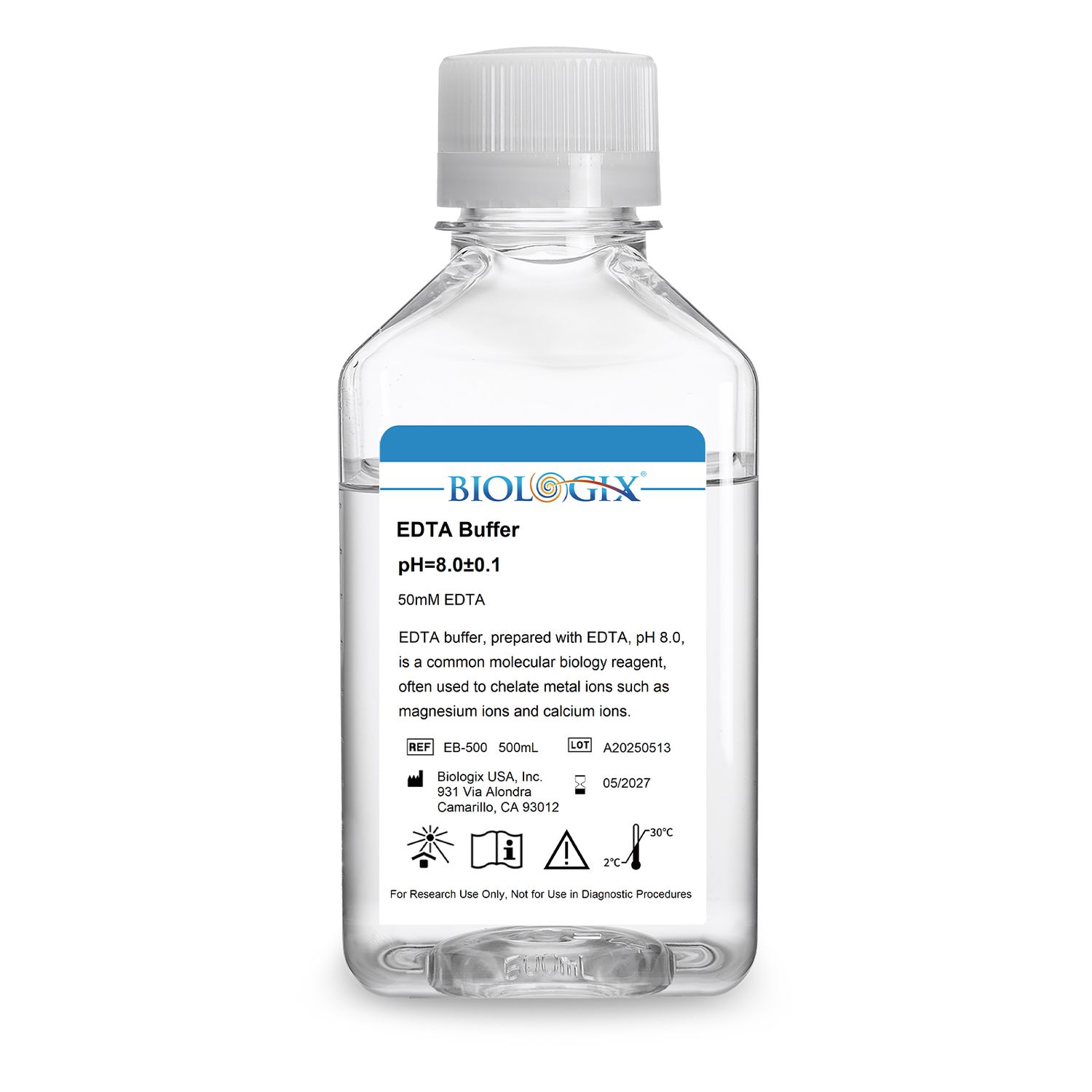 Biologix® EDTA Buffer, PH8.0, 500mL/ Bottle, 10 Bottles/Case