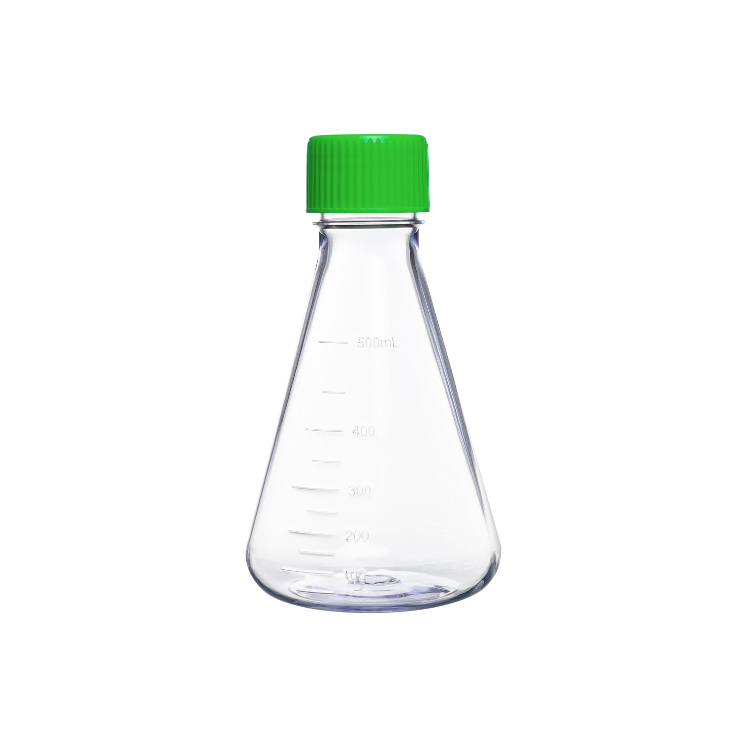 Biologix® 500mL Erlenmeyer Shake Flask, Vent Cap (Green), 1 Pc/Bag, 12 Bags/Case
