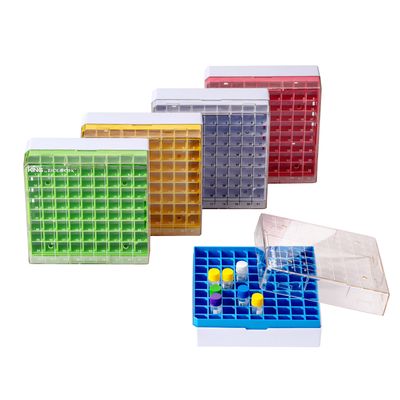 CryoKING® PC Cryogenic Boxes, 2 Inch, 81/100-Well, Assorted Colors, 5/Pack, 20/Case