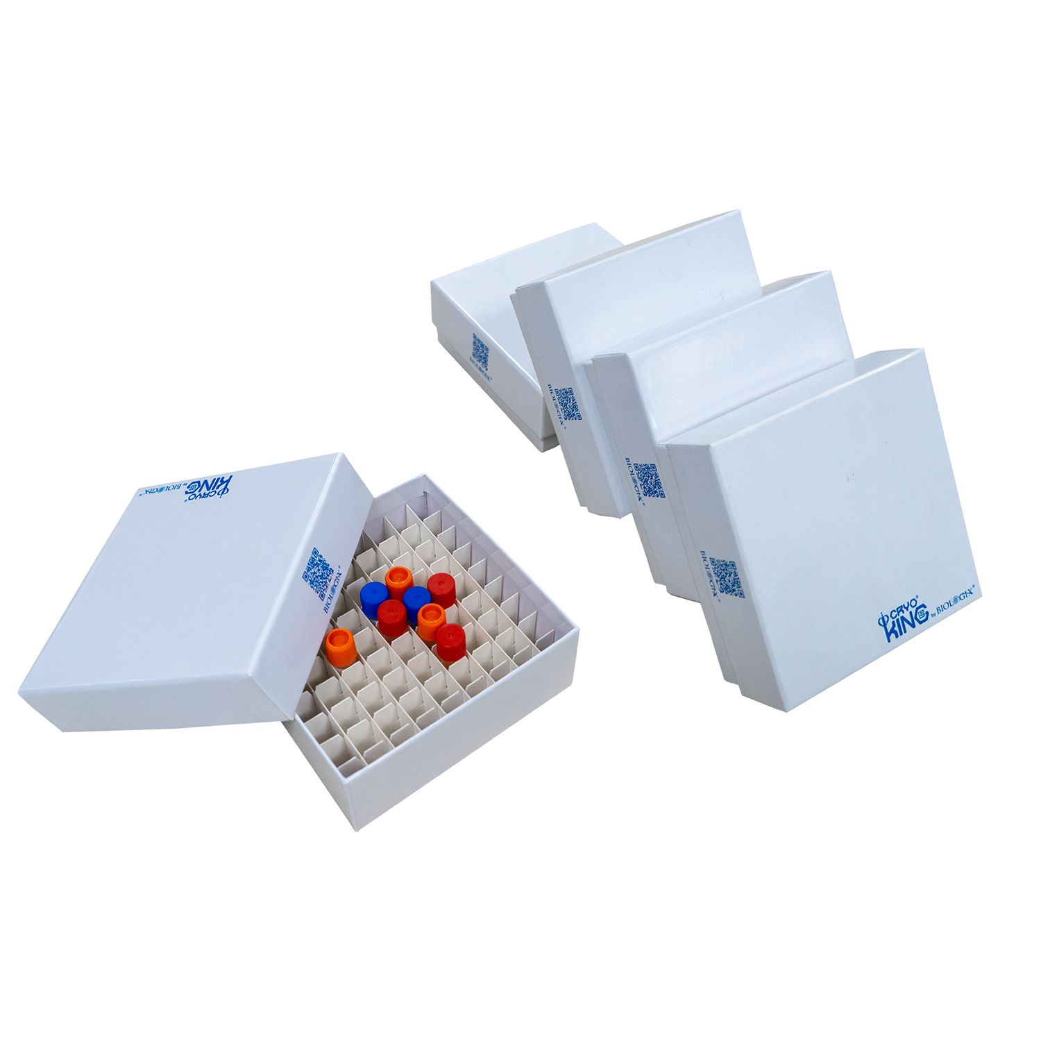 Biologix® Premium Cardboard Cryogenic Boxes, 3 Inch, 5 Pieces/Pack, 20 Packs/Case, Well: 81-well