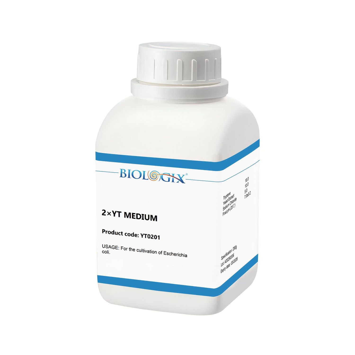 Biologix® 2xYT Medium, 250g/Bottle, 10 Bottles/Case