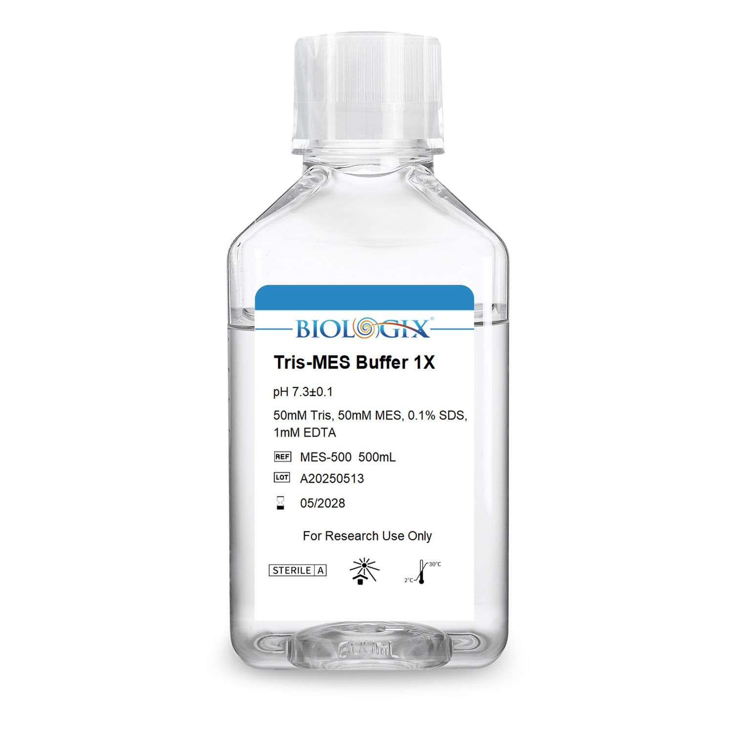 Biologix® TRIS-MES Buffer( 1X ), PH7.3, 500mL/Bottle, 10 Bottles/Case