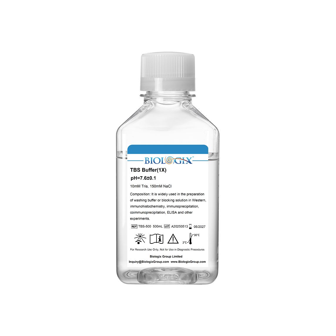Biologix® TBS Buffer (1x), PH7.6, 500mL/ Bottle, 10 Bottles/Case