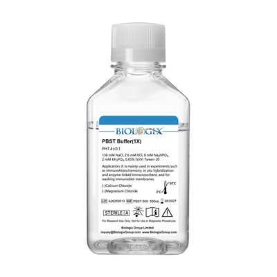 Biologix® PBST Buffer ( 1X ), pH7.4, Sterile, Low Endotoxin, 500mL/Bottle