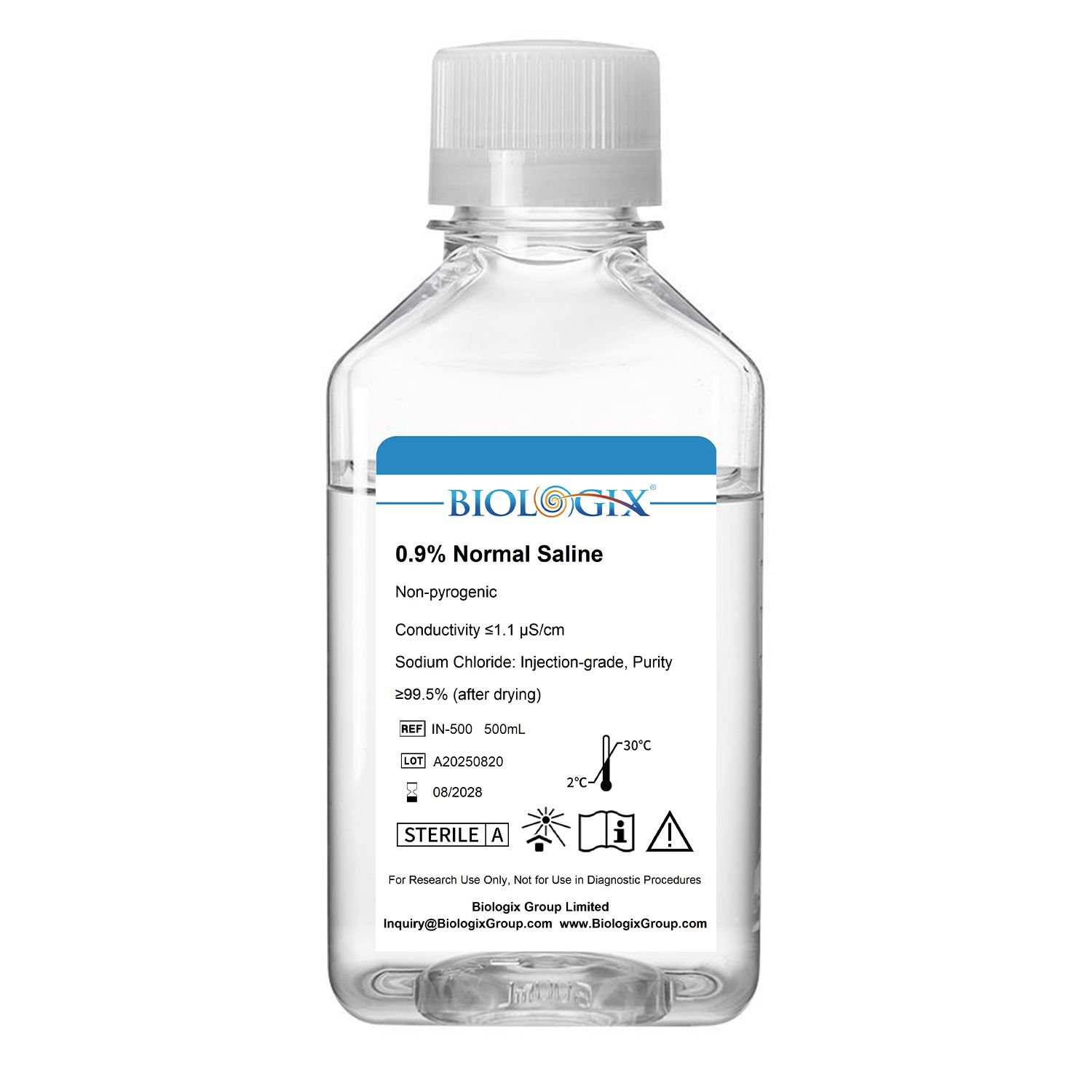 Biologix® 0.9% Saline Solution, 500mL/Bottle, 10 Bottles/Case