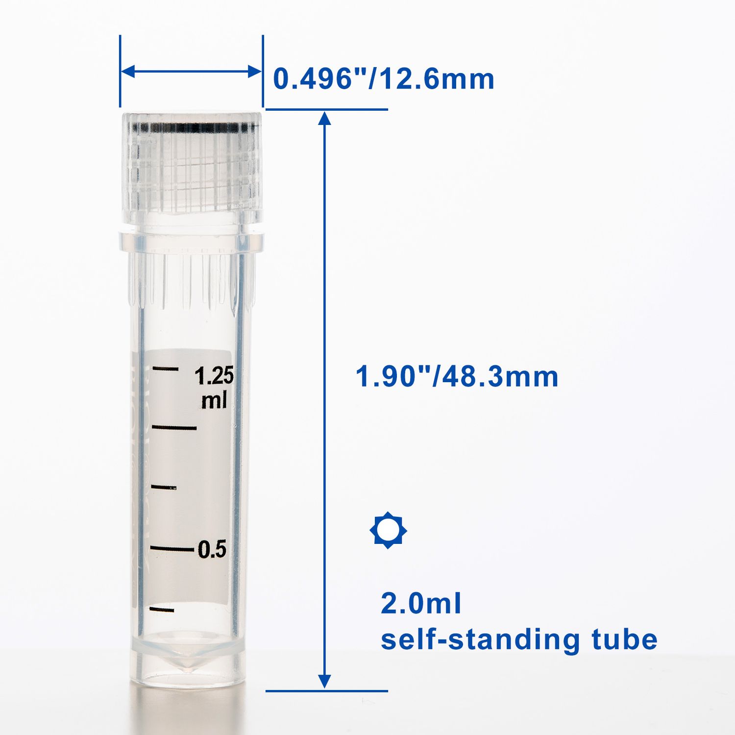 Biologix® Cryogenic Vials, 1.5/2.0 mL Cryovials with Writing Area, 50 Pcs/Bag, 10 Bags/Pack, 4 Packs/Case, Volume: 2 mL, Package: 50 Pcs ( 1 Bag ）
