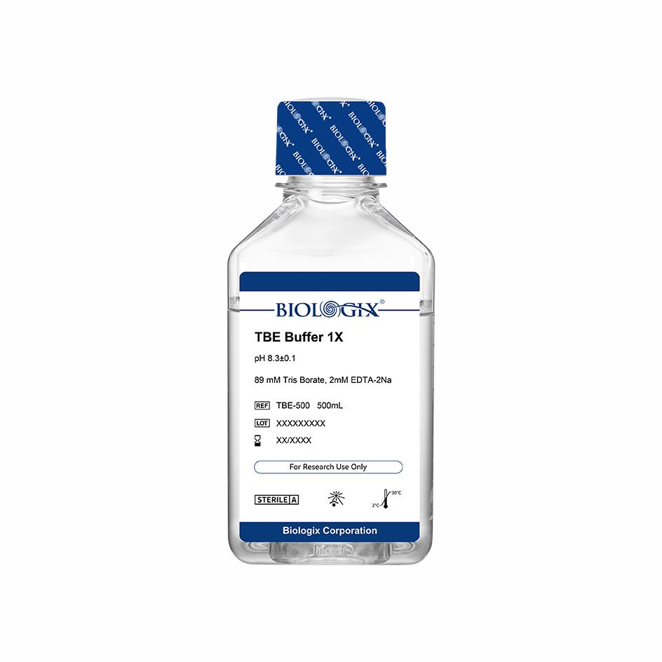 Biologix® 1X TBE Buffer, Tris Borate EDTA Electrophoresis Buffer Solution, 500mL/ Bottle, 10 Bottles/Case