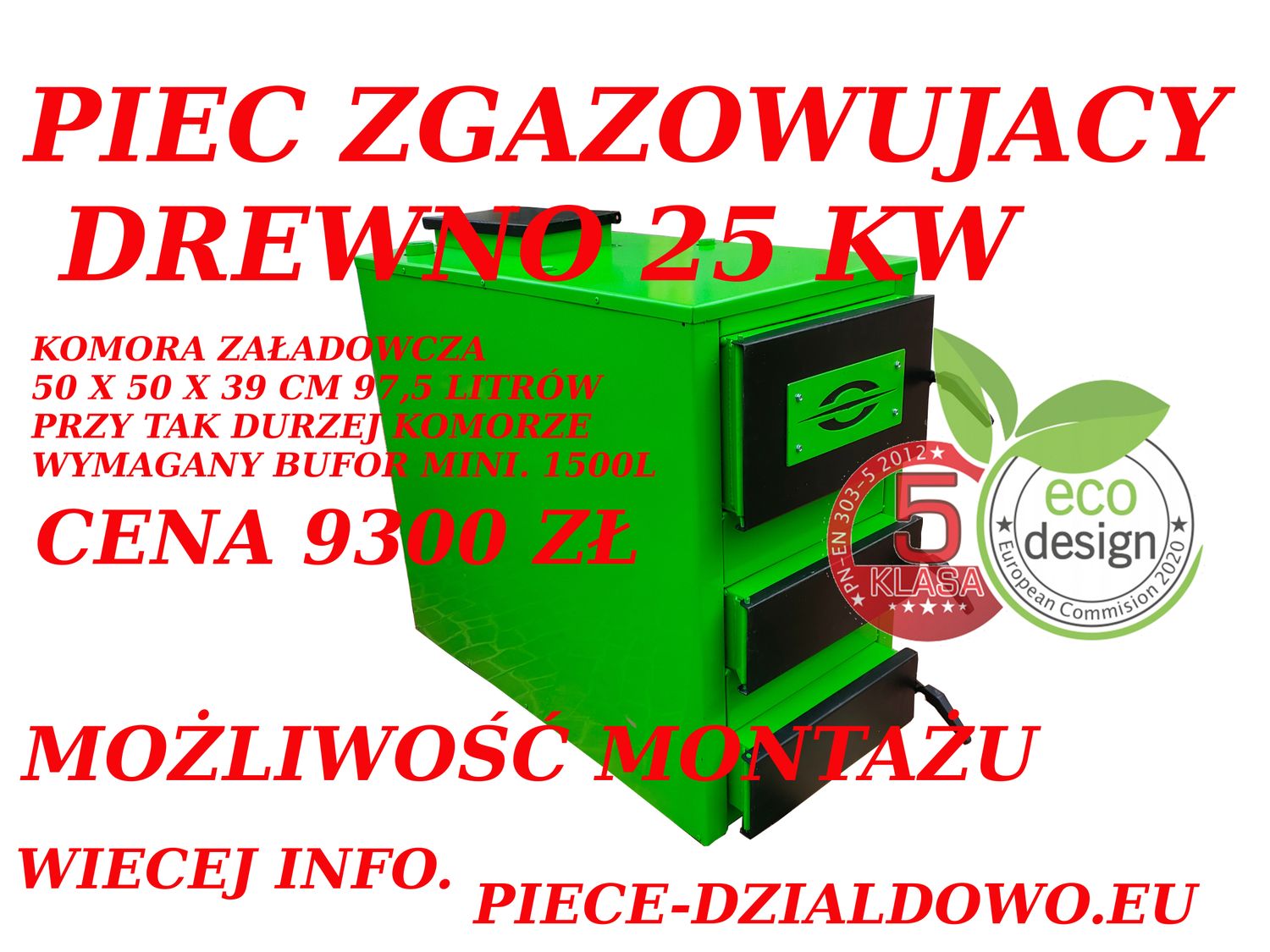 Kocioł  na drewno, biomasę ,zrębki ,brykiet 25 kw ZG