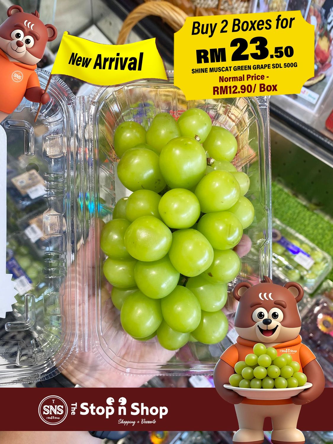 SHINE MUSCAT GREEN GRAPE SDL 500G