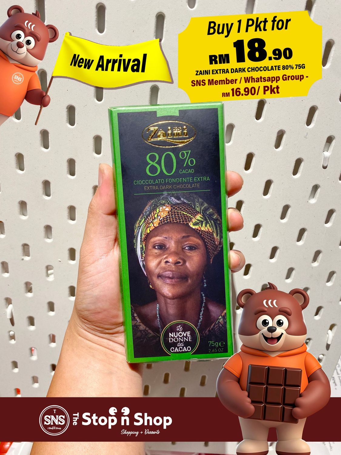 ZAINI EXTRA DARK CHOCOLATE 80% COCOA BARS 75G