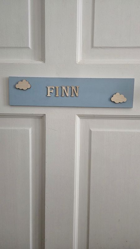 Personalised clouds theme door plaque