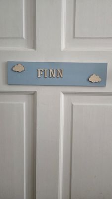 Personalised clouds theme door plaque