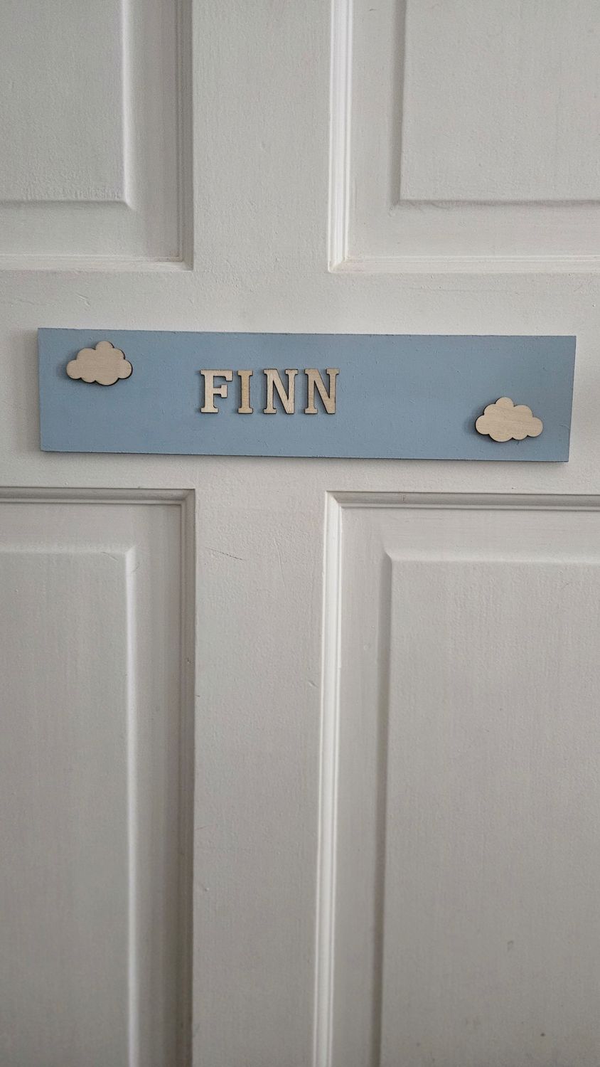 Personalised clouds theme door plaque