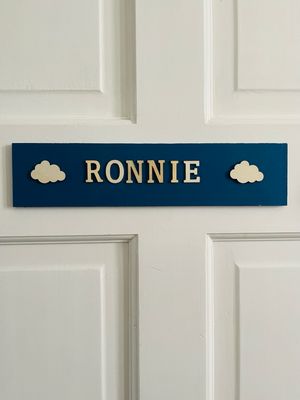 Personalised Midnight blue Wooden Name Door Plaque