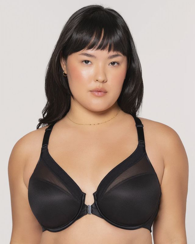 Sheer Mesh Front-Close Lined Racerback T-Shirt Bra #1619