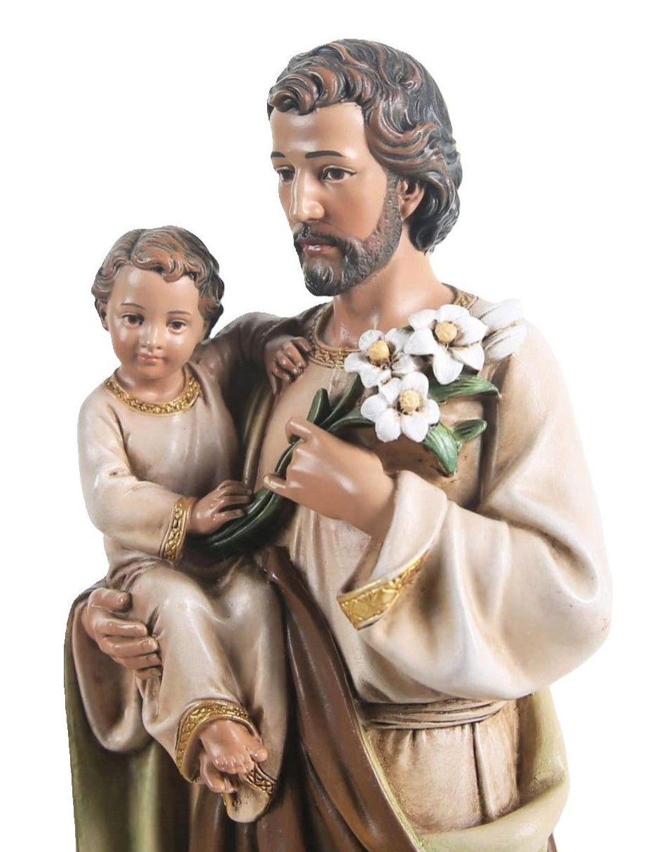 San José con Niño Jesús y Lirios - 25cm