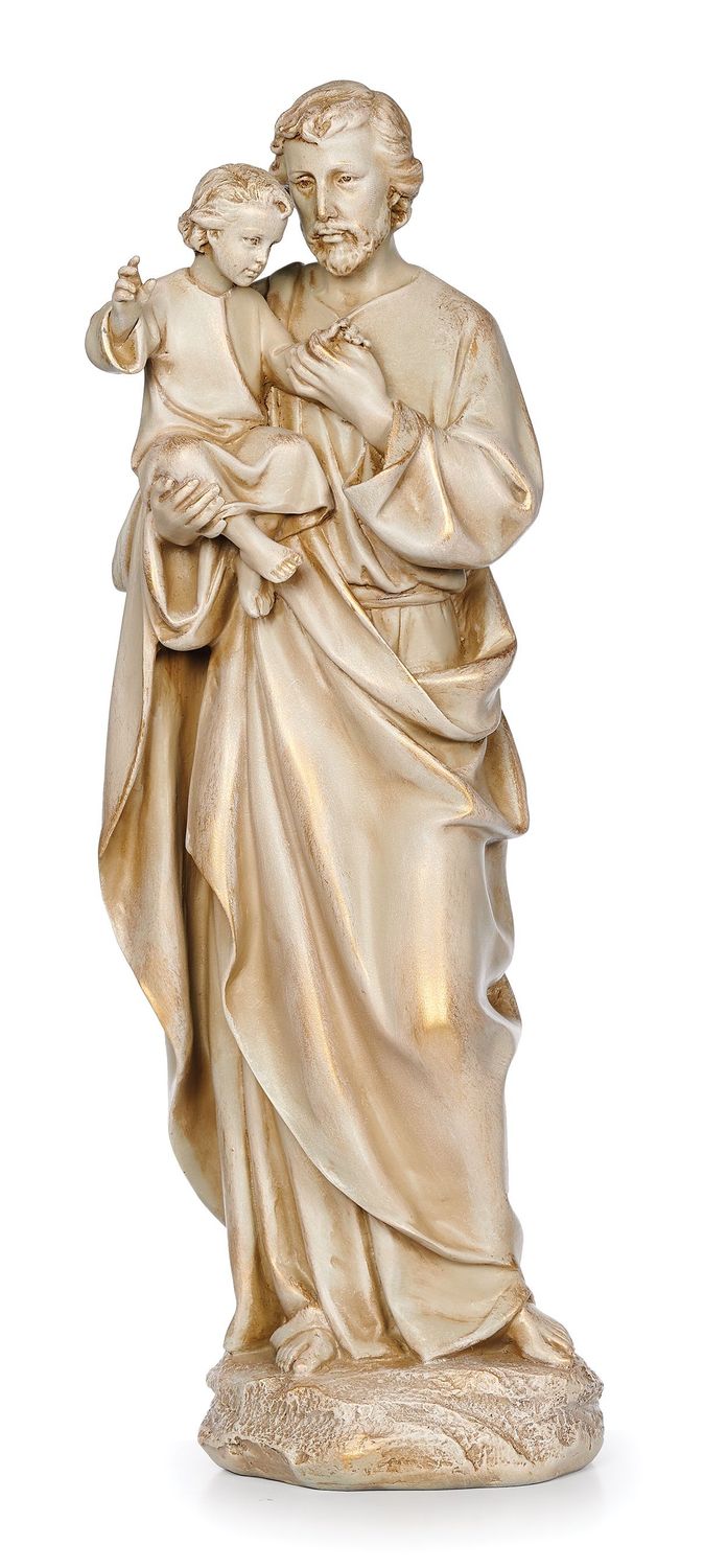 San José con Niño Jesús y Lirios – Exterior/Interior Dorado - 45cm