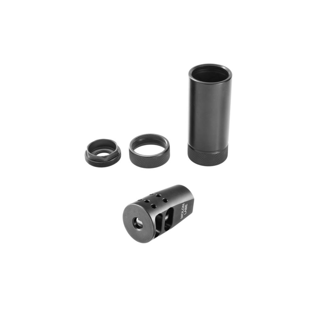 Rifle Muzzle Brake Low Concussion System, STEP 1: Choose Threads & Bore: 1/2-28 .22 caliber or smaller, STEP 2: Choose Rifle Muzzle Brake Model: S-Type, STEP 3: Choose Universal Shroud Model: STANDARD Universal Shroud
