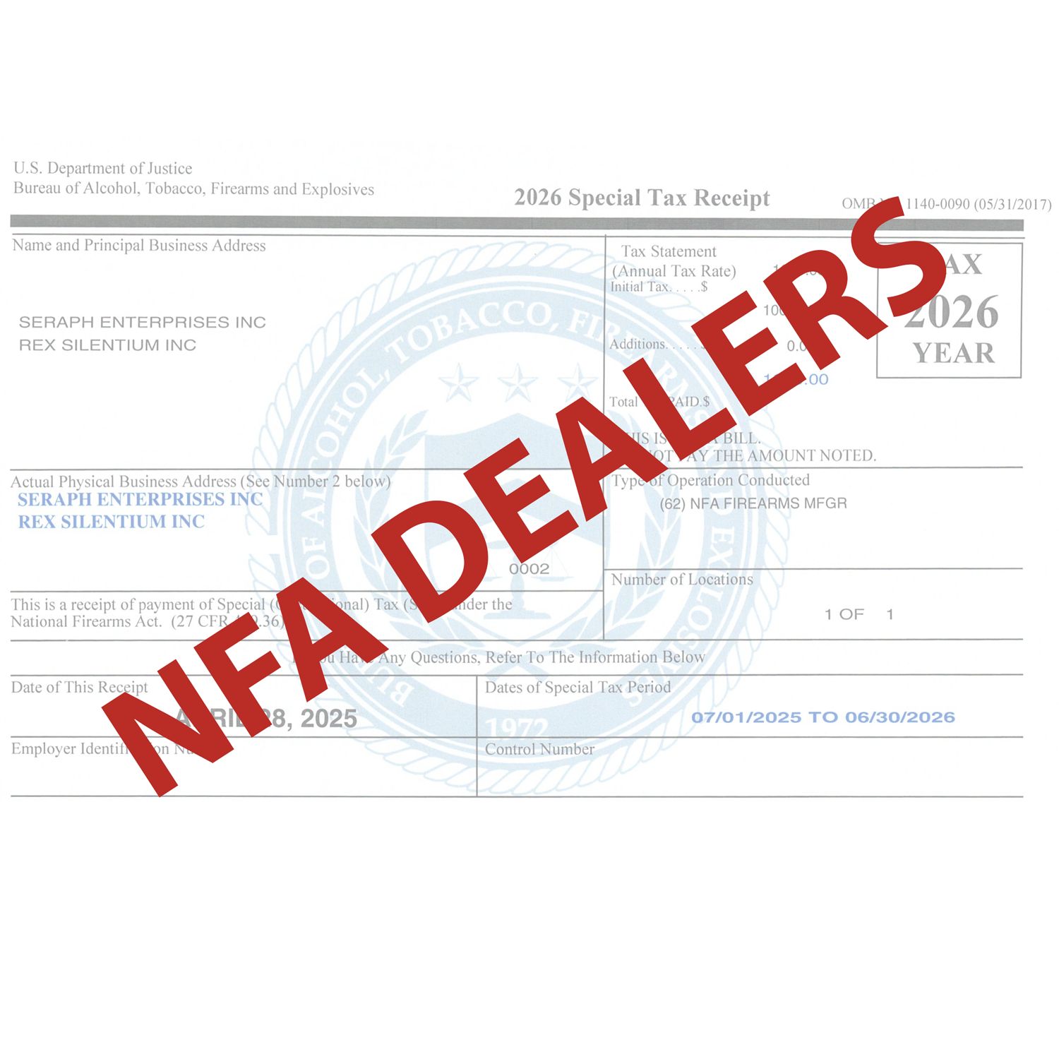 NFA DEALER - - - FFL &amp; SOT UPLOAD