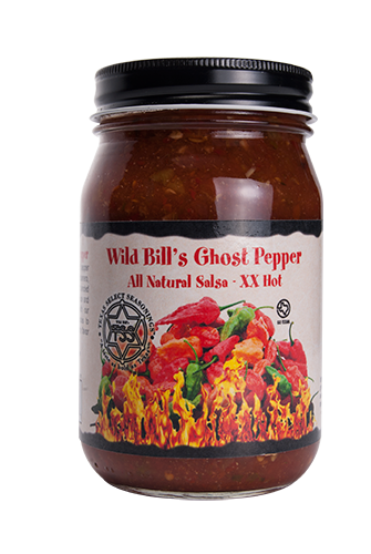 (2) Wild Bill’s Ghost Pepper Shot Salsa 16 oz jars-SHIPPING INCLUDED