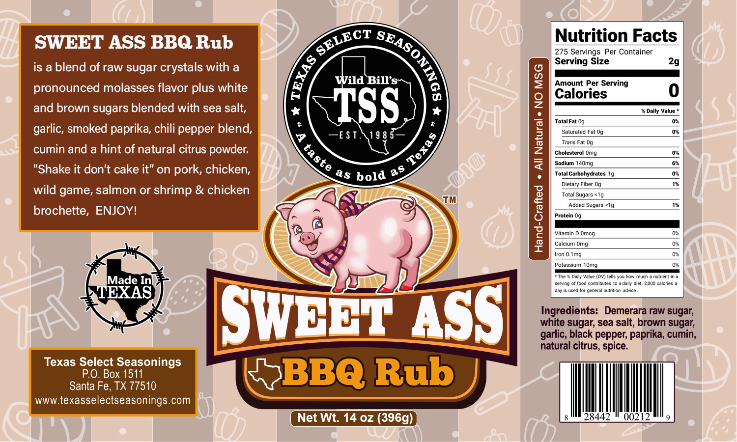 (2) Sweet Ass BBQ 14 oz bottles-SHIPPING INCLUDED