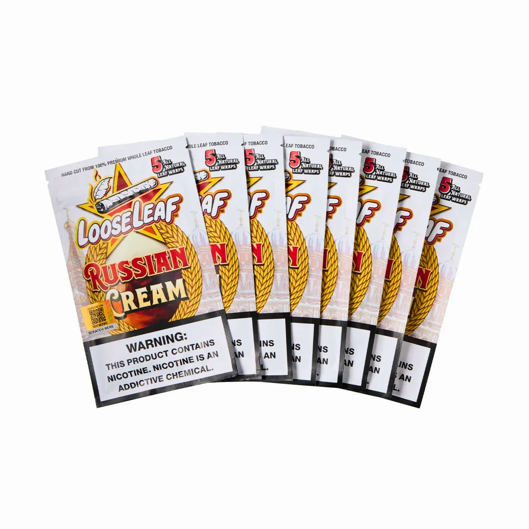 Loose Leaf Russian Cream wraps, 8 packs of 5