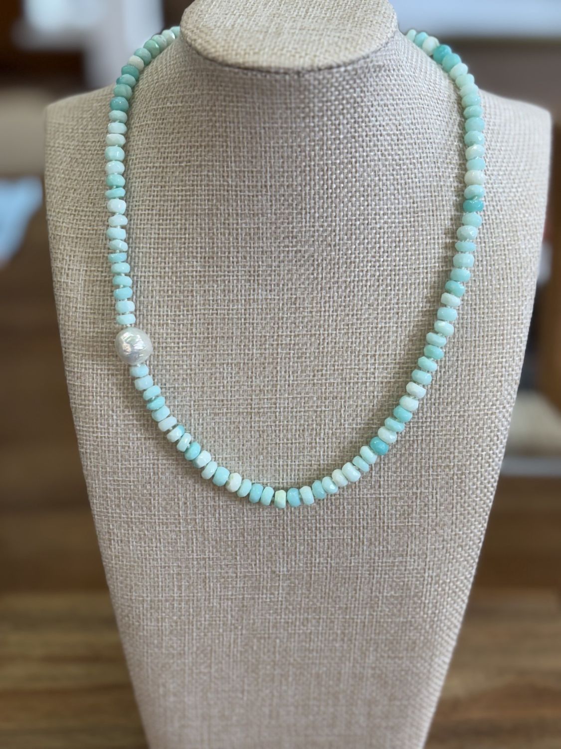 Cristina V. - Peruvian Opal Necklace with Pearl