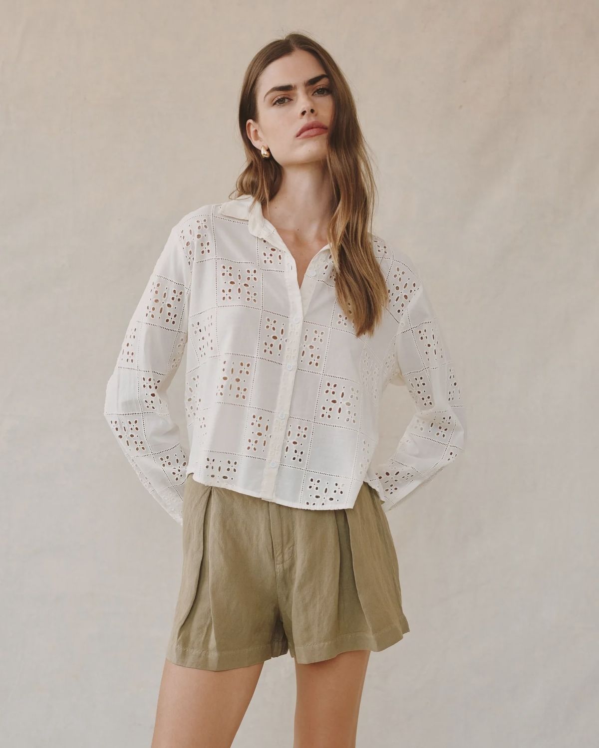 Bella Dahl - Contrast Button Down Soft Ivory