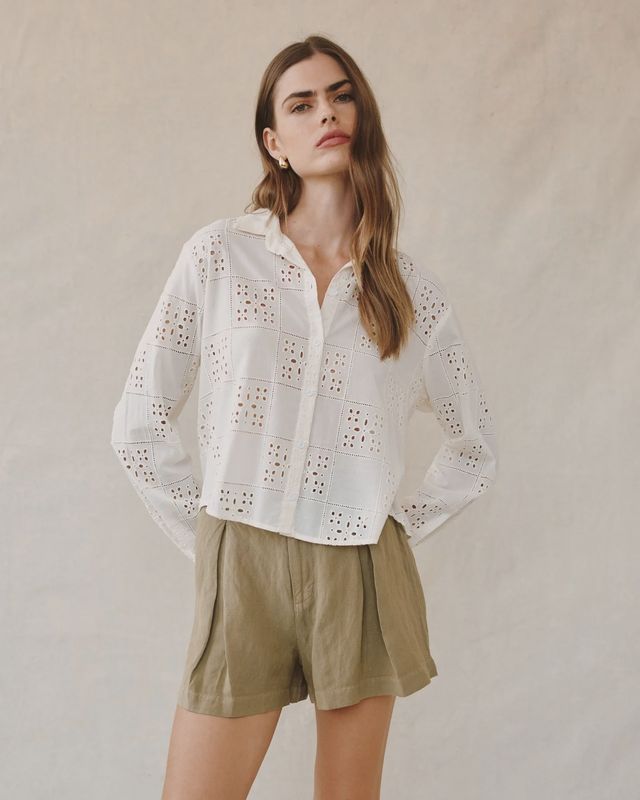 Bella Dahl - Contrast Button Down Soft Ivory