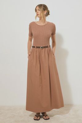 MØN RENN - Eternal Knit Combo Dress Hazelnut