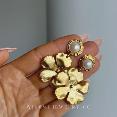 WILYMI -Flower Child in Full Bloom | 8mm Freshwater Pearl Earrings