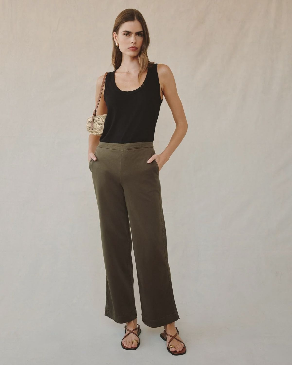 Bella Dahl - Catalina Clean Front Wide Pant Forest Army