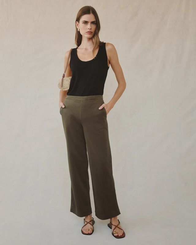 Bella Dahl - Catalina Clean Front Wide Pant Forest Army
