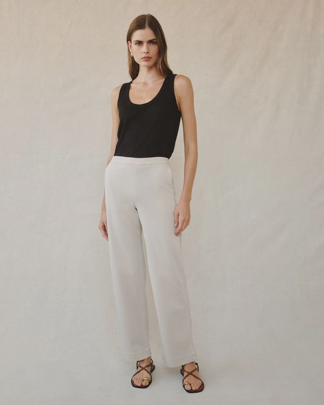 Bella Dahl - Catalina Clean Front Wide Pant Ivory Stone