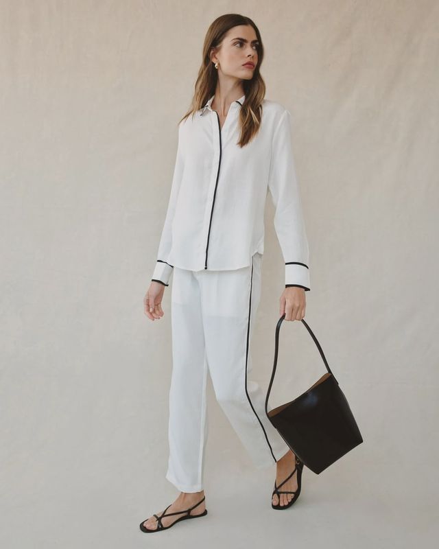 Bella Dahl - Contrast Trim Shirt Off White