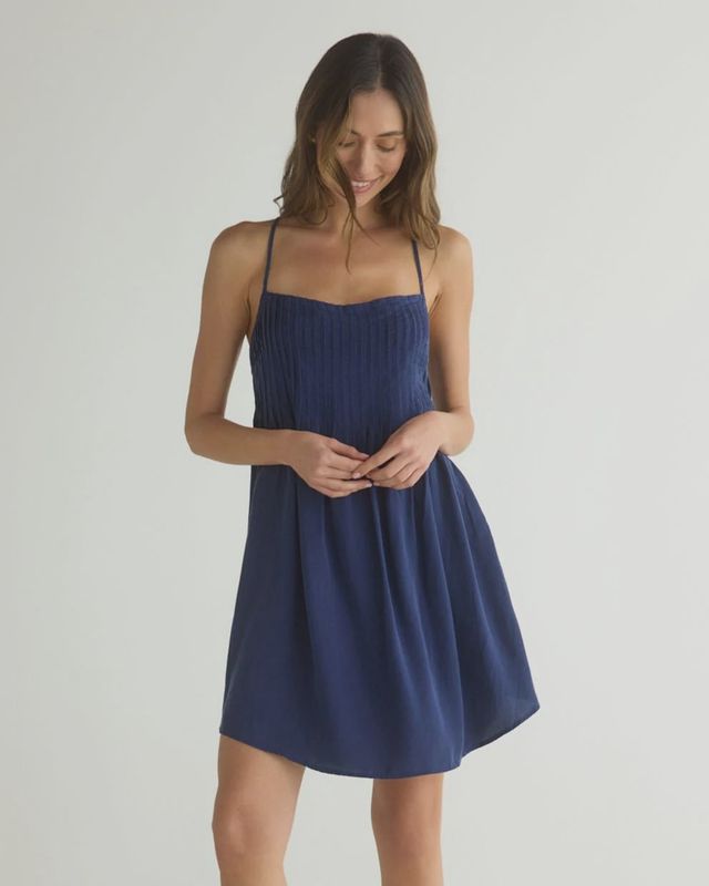 Bella Dahl - Flowy Pintuck Dress Summer Navy