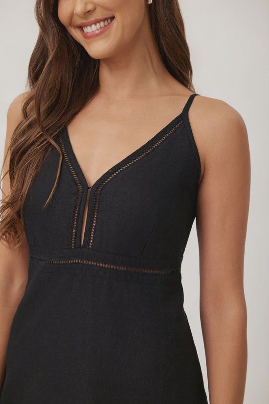 Bella Dahl - Ladder Trim Mini Dress Black