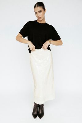 Amanda Maria - Sequin Midi Skirt Ivory