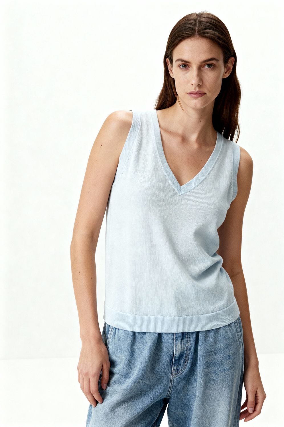 Amanda Maria - Cashmere Blend Tank Powder Blue